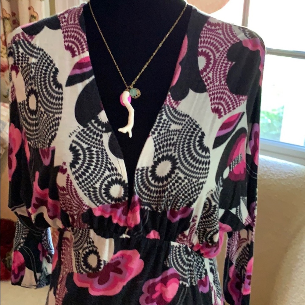 T-Bags Deep V Neck Mini Dress. Size Small. - Picture 2 of 11